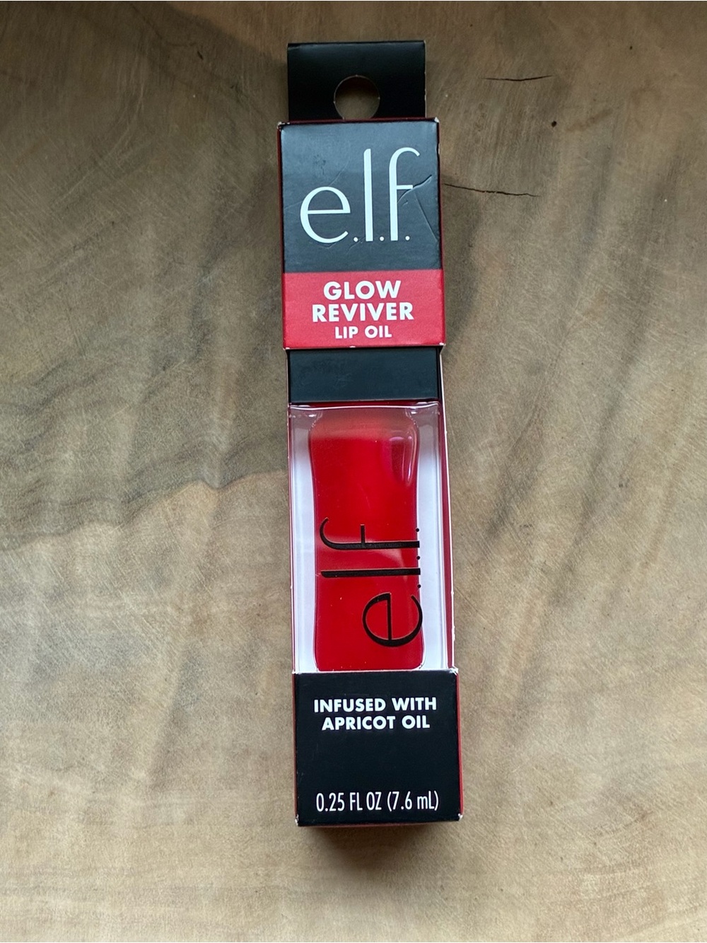 NEW e.l.f. Glow Reviver Lip Oil Red Delicious 82008 INFUSED W APRICOT Gloss Balm